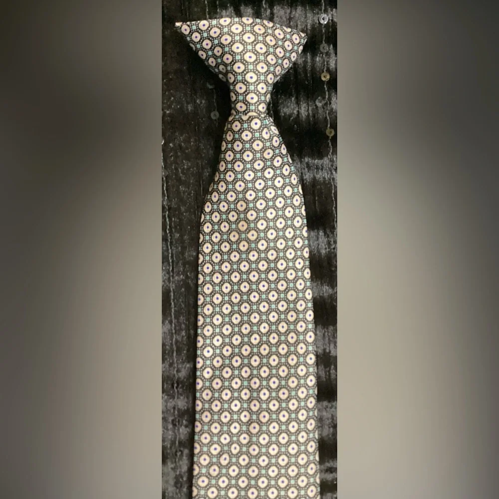 Sears Cream, Green & Brown Kids Clip On Tie